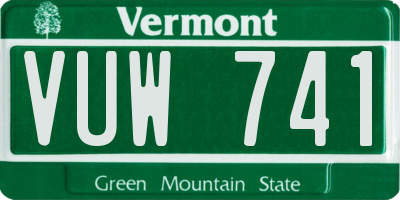VT license plate VUW741