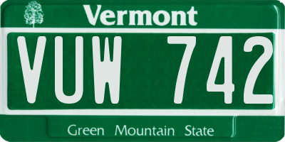 VT license plate VUW742
