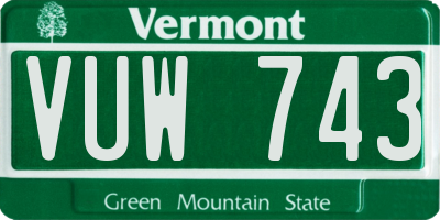 VT license plate VUW743