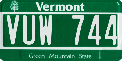 VT license plate VUW744