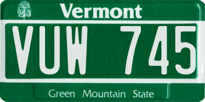 VT license plate VUW745