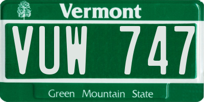 VT license plate VUW747