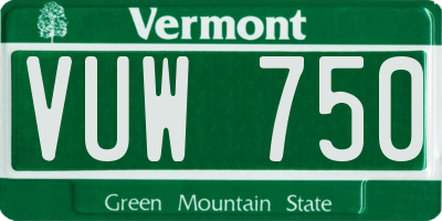 VT license plate VUW750