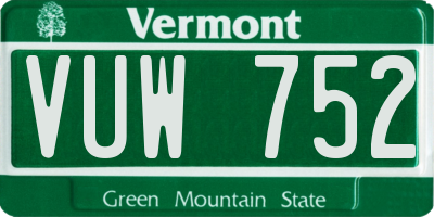 VT license plate VUW752