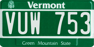 VT license plate VUW753