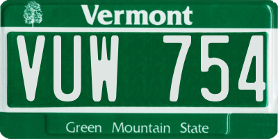 VT license plate VUW754