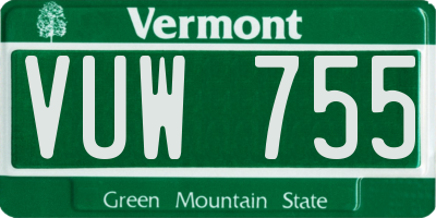 VT license plate VUW755