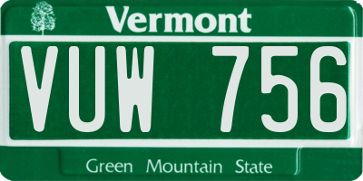 VT license plate VUW756