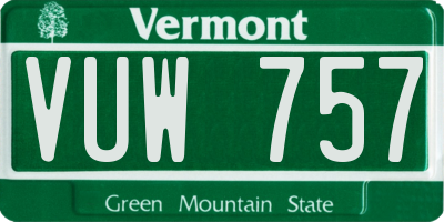 VT license plate VUW757