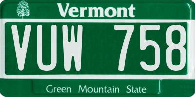 VT license plate VUW758