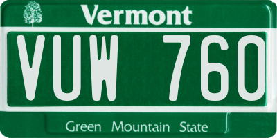 VT license plate VUW760