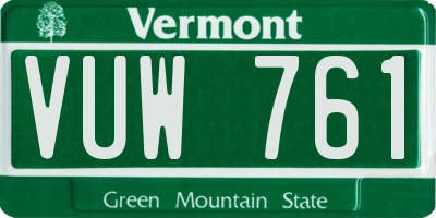 VT license plate VUW761