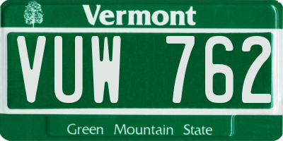 VT license plate VUW762