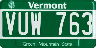 VT license plate VUW763