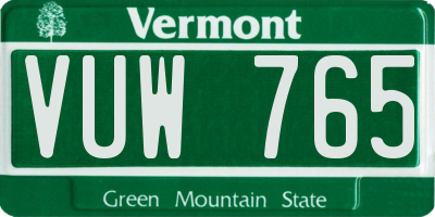 VT license plate VUW765