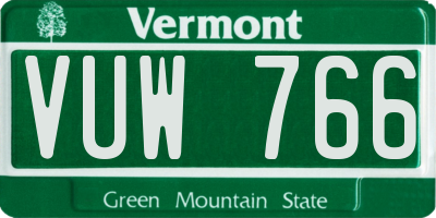 VT license plate VUW766