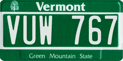 VT license plate VUW767