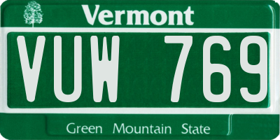 VT license plate VUW769