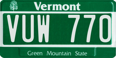 VT license plate VUW770