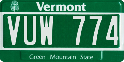 VT license plate VUW774