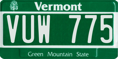 VT license plate VUW775