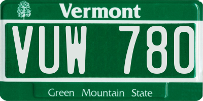 VT license plate VUW780