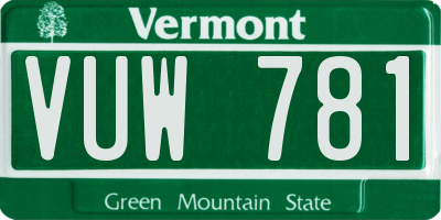 VT license plate VUW781