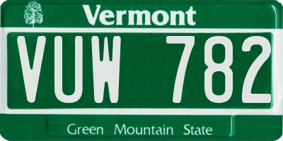 VT license plate VUW782