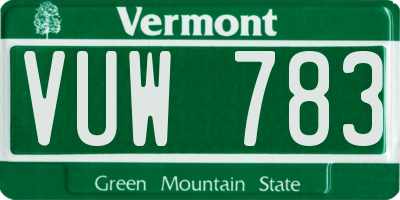 VT license plate VUW783