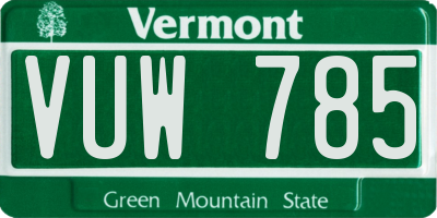 VT license plate VUW785