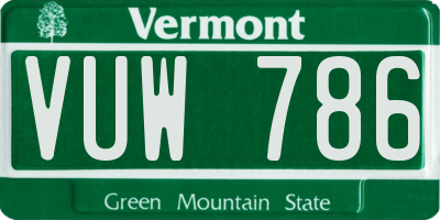 VT license plate VUW786