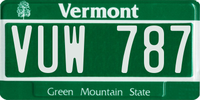 VT license plate VUW787