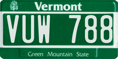 VT license plate VUW788