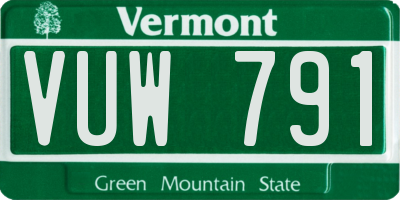 VT license plate VUW791