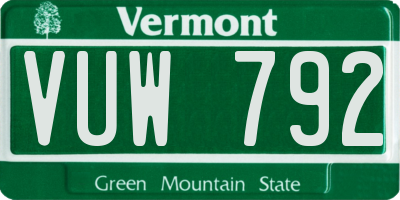 VT license plate VUW792