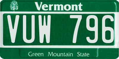 VT license plate VUW796