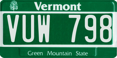 VT license plate VUW798