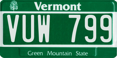 VT license plate VUW799