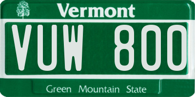 VT license plate VUW800