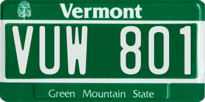 VT license plate VUW801