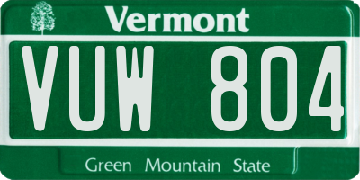 VT license plate VUW804