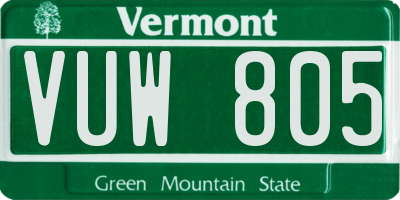 VT license plate VUW805