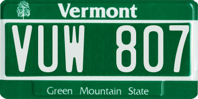 VT license plate VUW807