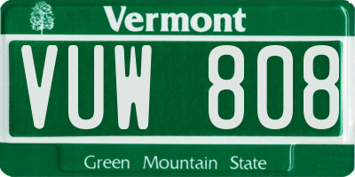 VT license plate VUW808