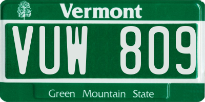 VT license plate VUW809