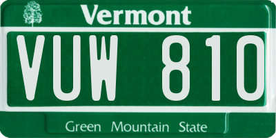 VT license plate VUW810