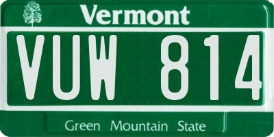 VT license plate VUW814