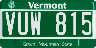 VT license plate VUW815