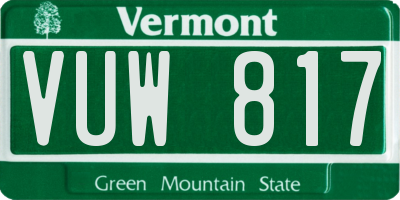 VT license plate VUW817
