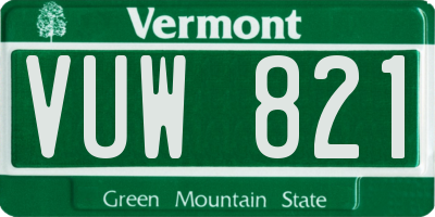 VT license plate VUW821